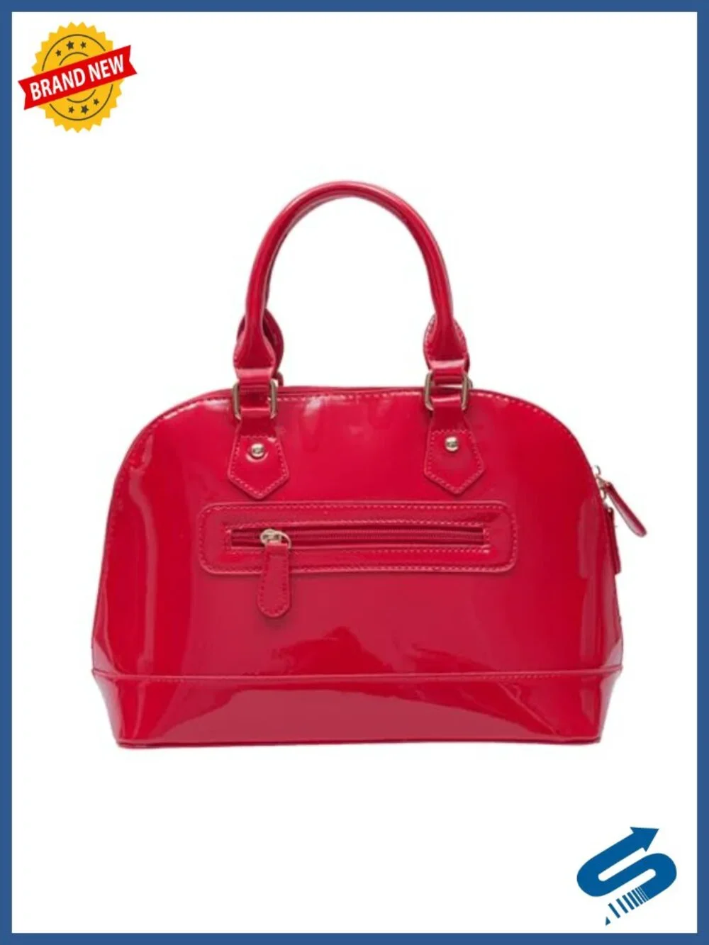 Patent Leather Dome Satchel Purse Zip-around Handbag Multi-Pocket Shoulder Bag